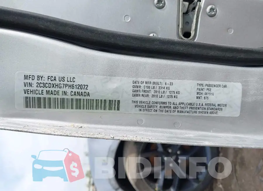 2C3CDXHG7PH612072 Photo# 9