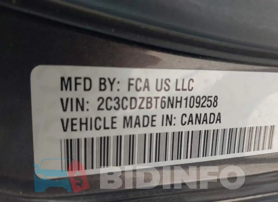 2C3CDZBT6NH109258 Photo# 9