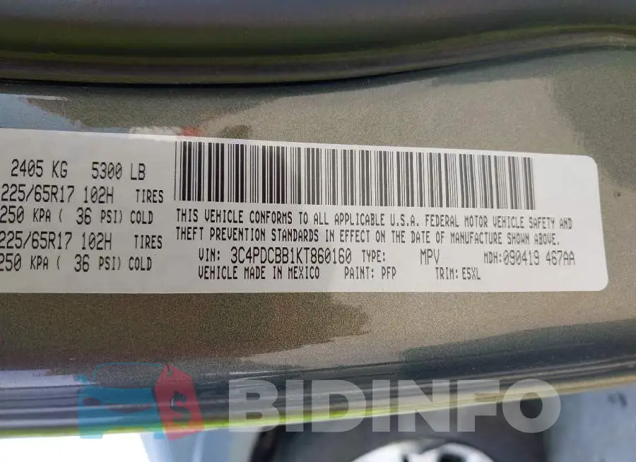 3C4PDCBB1KT860160 Photo# 9