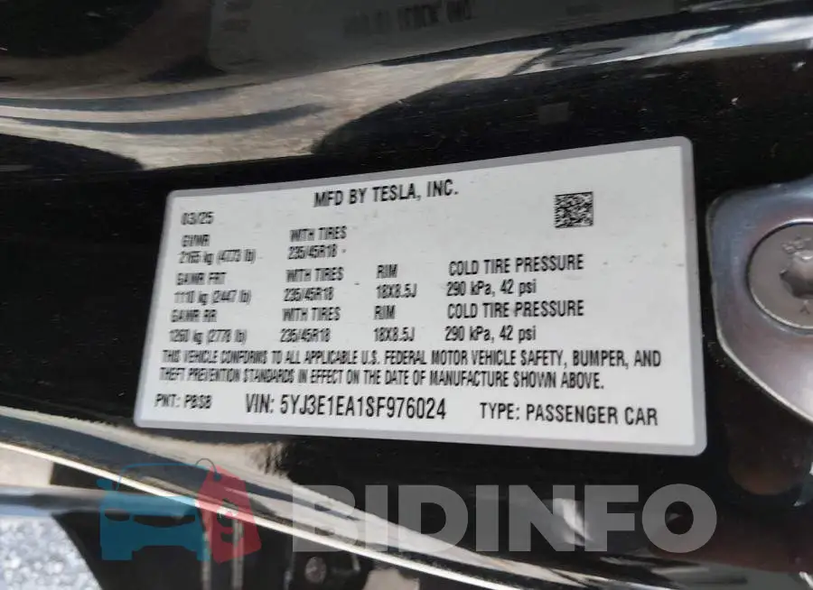 5YJ3E1EA1SF976024 Photo# 9
