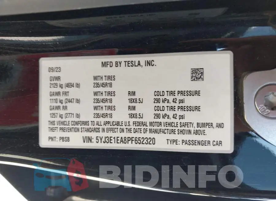 5YJ3E1EA8PF652320 Photo# 9