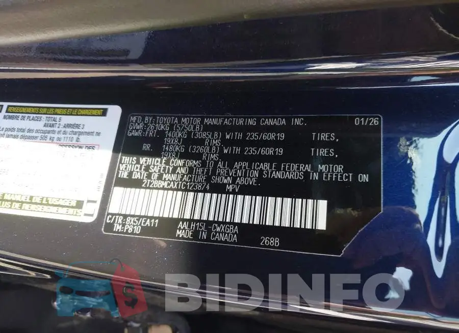 2T2BBMCAXTC123874 Photo# 9