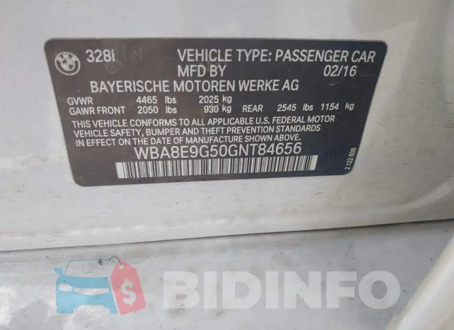 WBA8E9G50GNT84656 Photo# 9