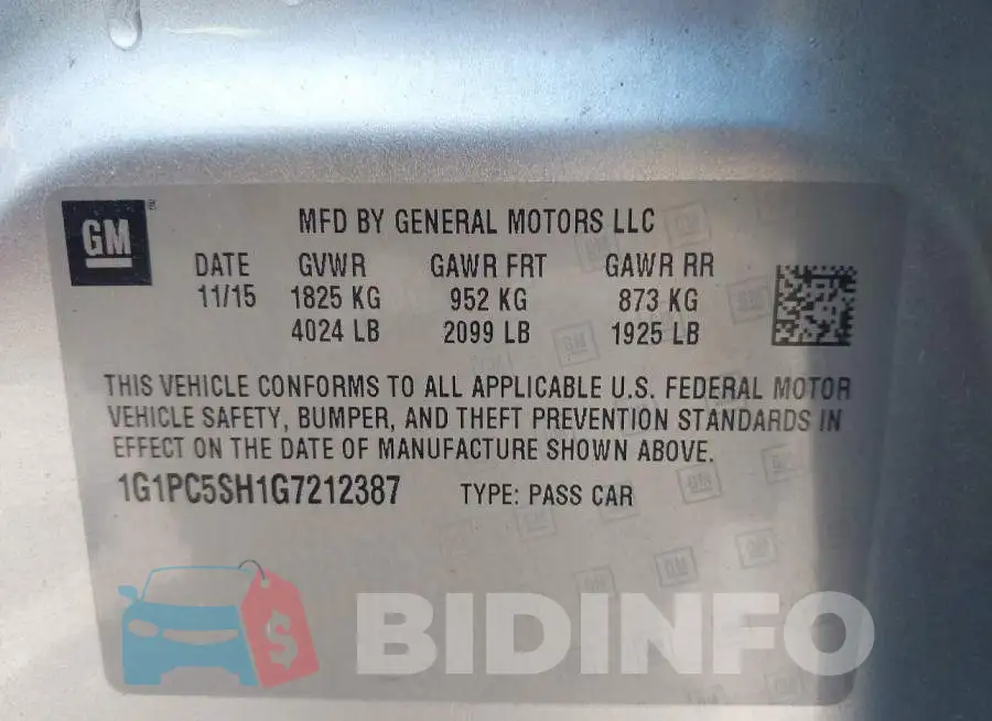 1G1PC5SH1G7212387 Photo# 9