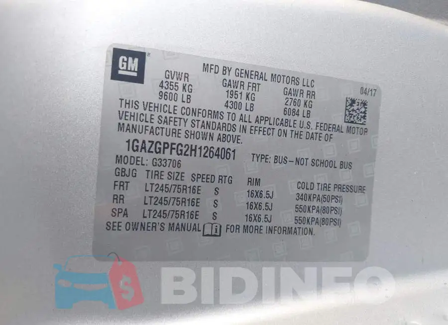 1GAZGPFG2H1264061 Photo# 9