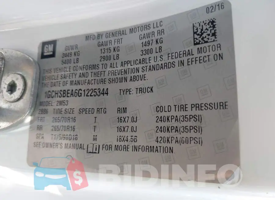 1GCHSBEA6G1225344 Photo# 9