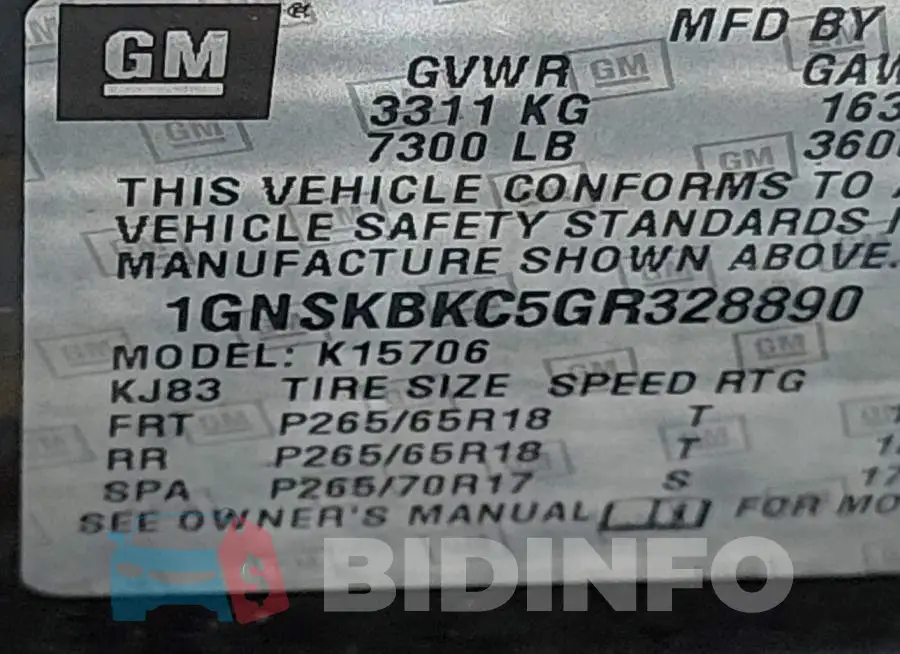 1GNSKBKC5GR328890 Photo# 9
