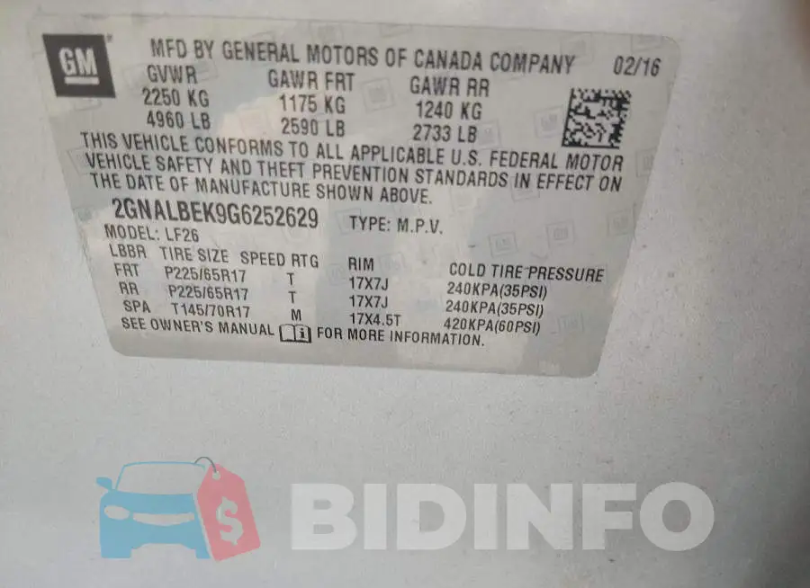 2GNALBEK9G6252629 Photo# 9