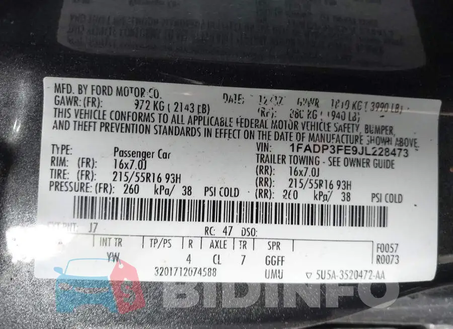 1FADP3FE9JL228473 Photo# 9