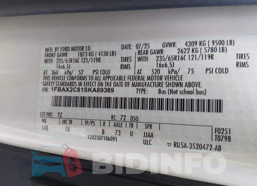 1FBAX2C81SKA89389 Photo# 9