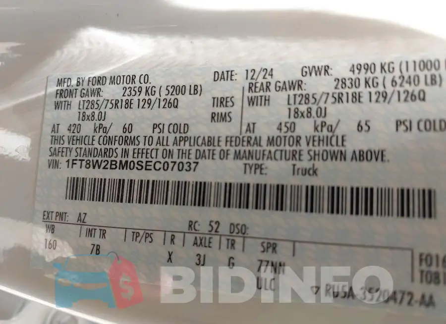 1FT8W2BM0SEC07037 Photo# 8