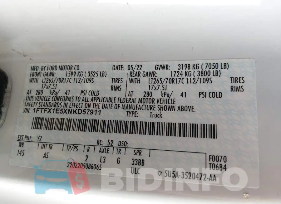 1FTFX1E5XNKD57911 Photo# 9
