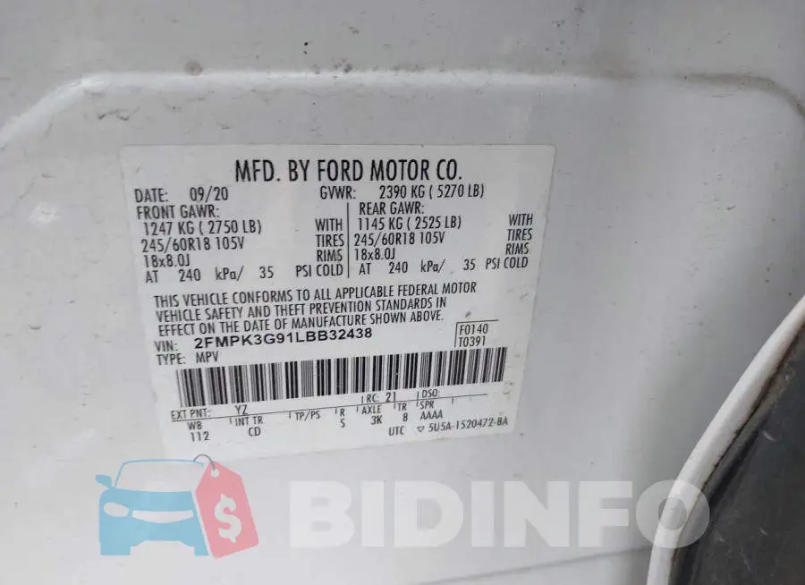 2FMPK3G91LBB32438 Photo# 9