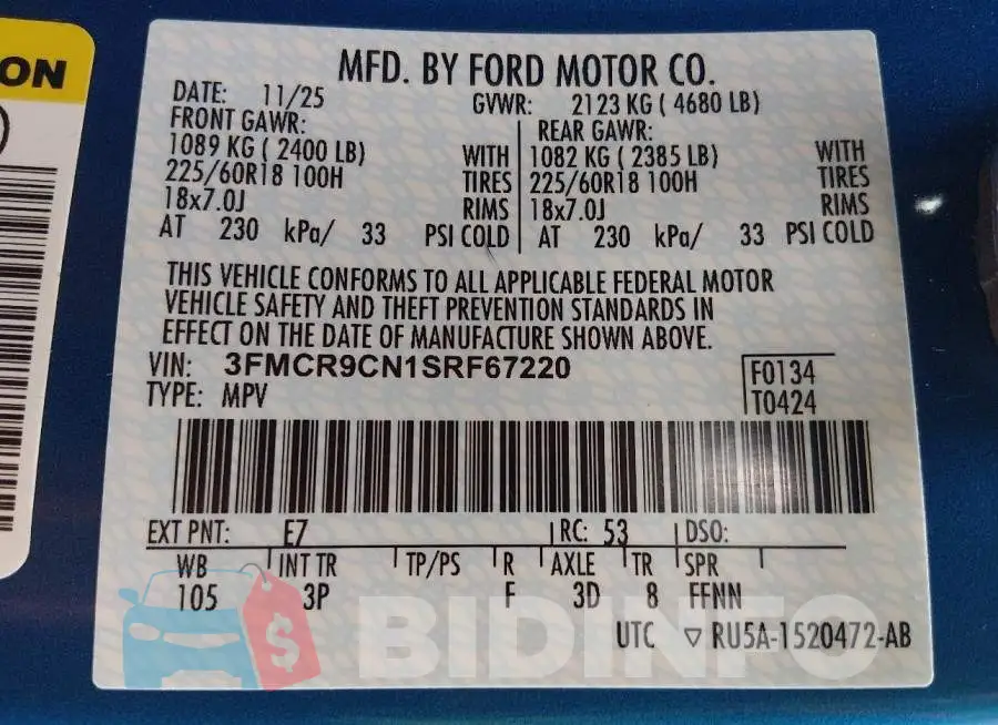 3FMCR9CN1SRF67220 Photo# 9