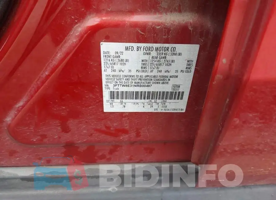3FTTW8E31NRB00497 Photo# 9