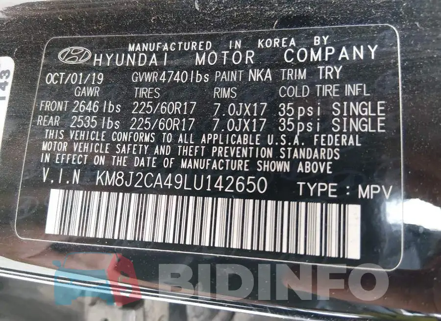 KM8J2CA49LU142650 Photo# 9