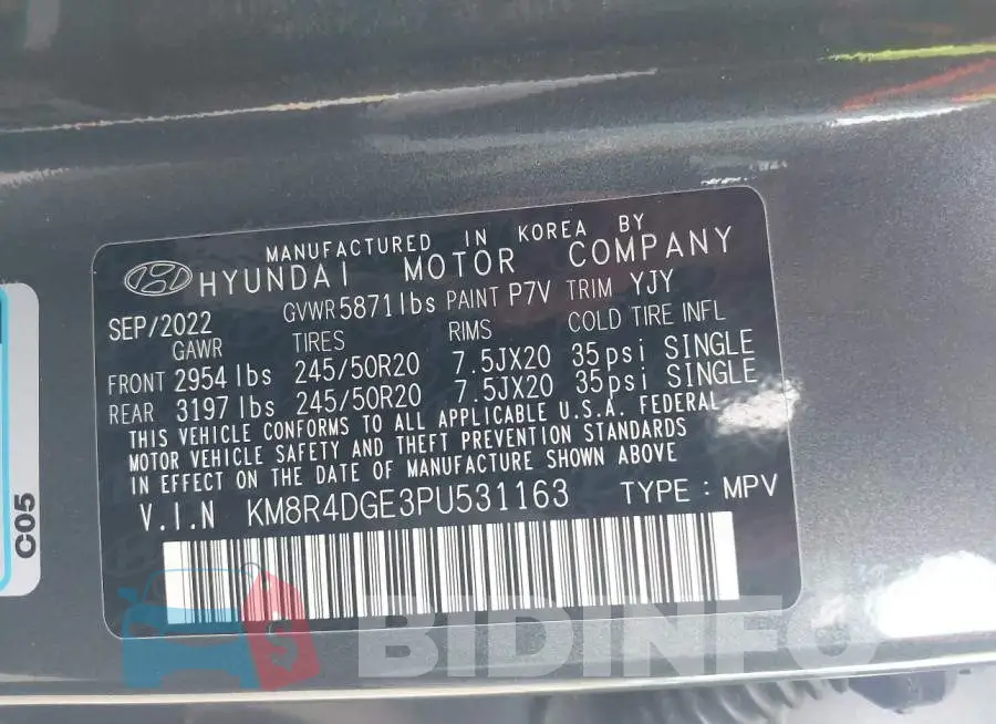 KM8R4DGE3PU531163 Photo# 9