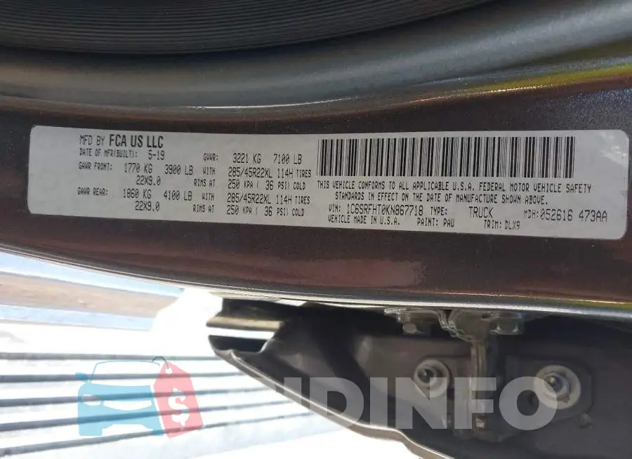 1C6SRFHT0KN867718 Photo# 9