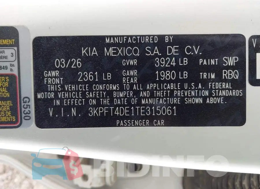 3KPFT4DE1TE315061 Photo# 9