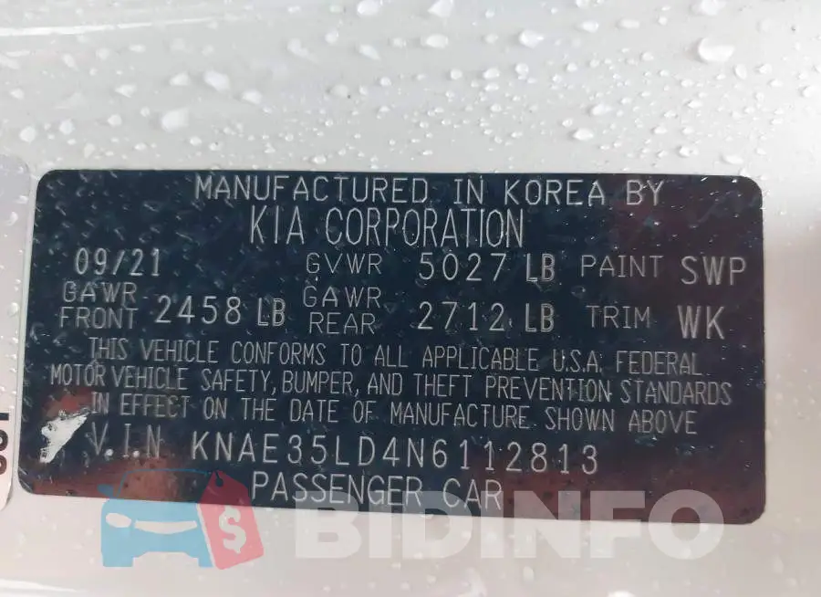 KNAE35LD4N6112813 Photo# 9