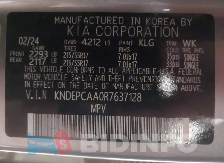 KNDEPCAA0R7637128 Photo# 9