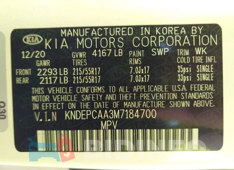 KNDEPCAA3M7184700 Photo# 9