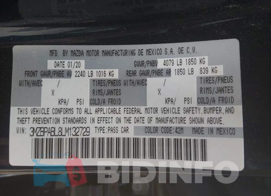 3MZBPABL8LM132729 Photo# 9