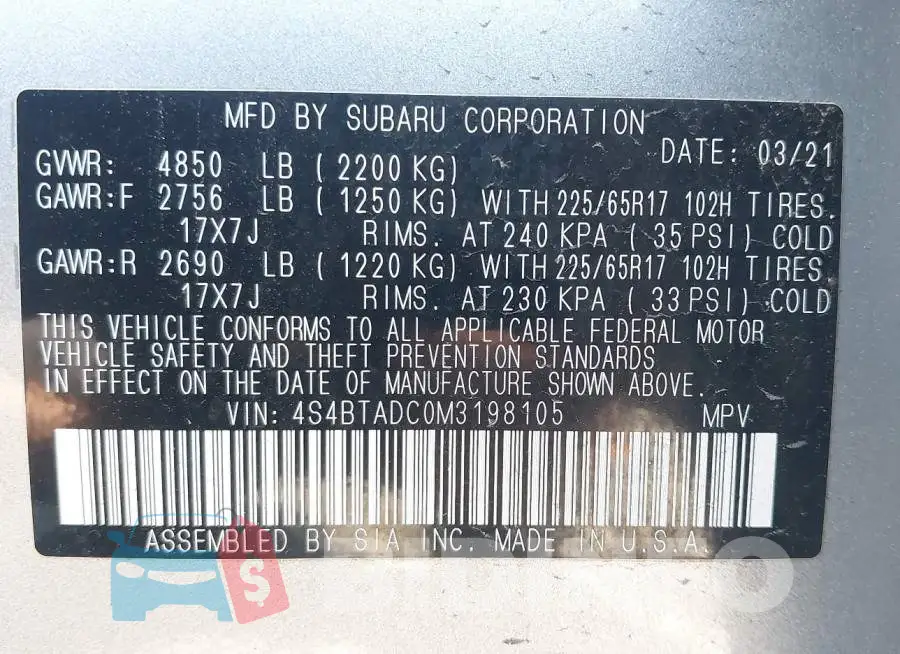 4S4BTADC0M3198105 Photo# 9