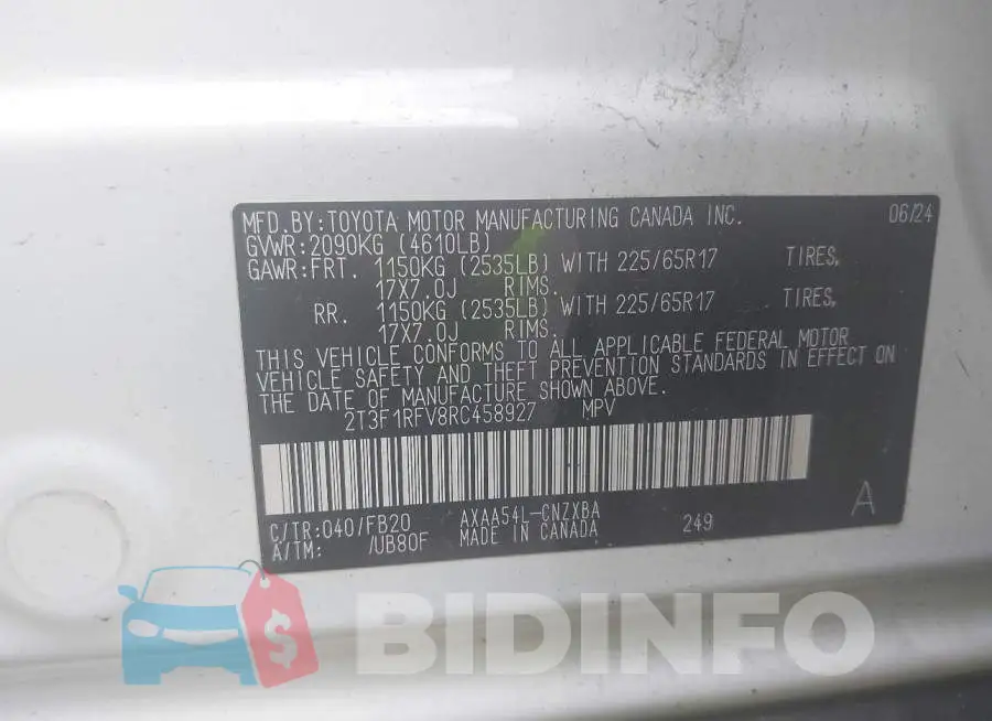 2T3F1RFV8RC458927 Photo# 9