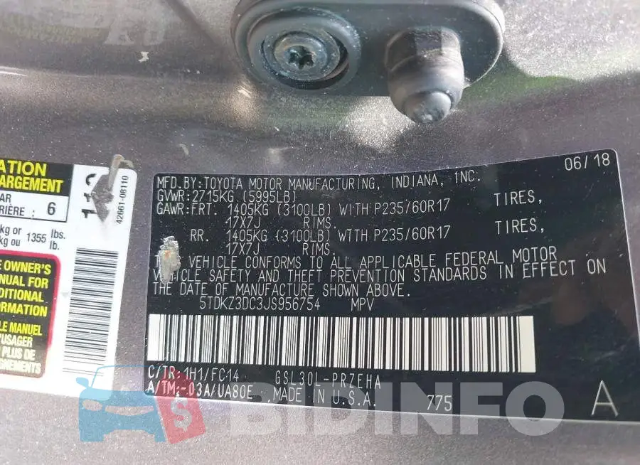 5TDKZ3DC3JS956754 Photo# 9