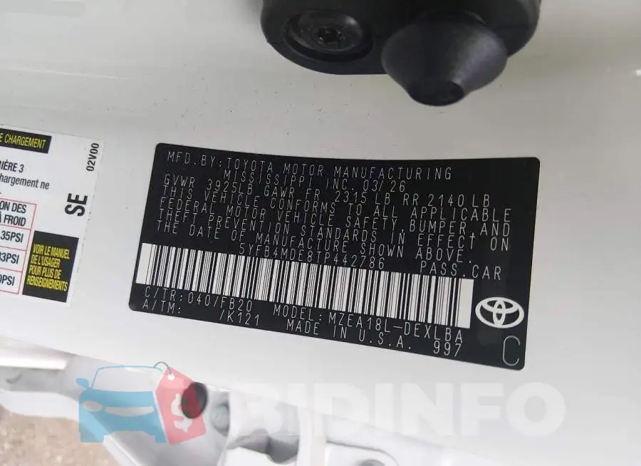 5YFB4MDE8TP442786 Photo# 9