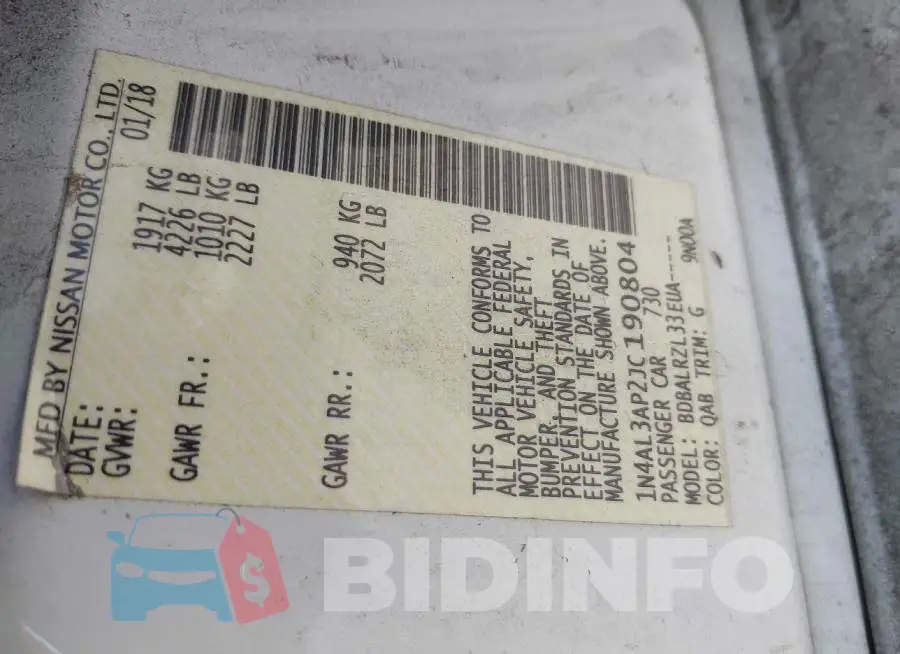 1N4AL3AP2JC190804 Photo# 9
