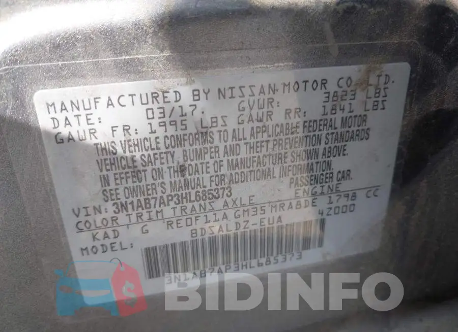 3N1AB7AP3HL685373 Photo# 9