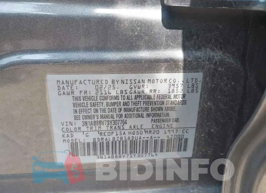 3N1AB8BV7SY307764 Photo# 9