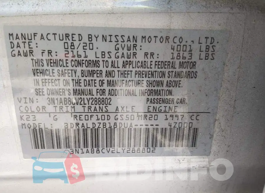3N1AB8CV2LY288802 Photo# 9