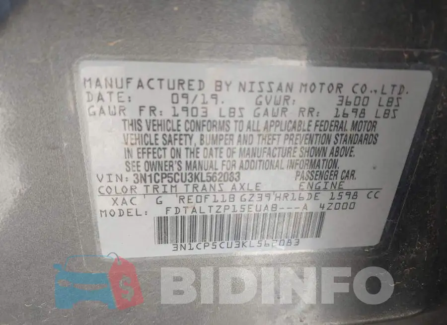 3N1CP5CU3KL562083 Photo# 9