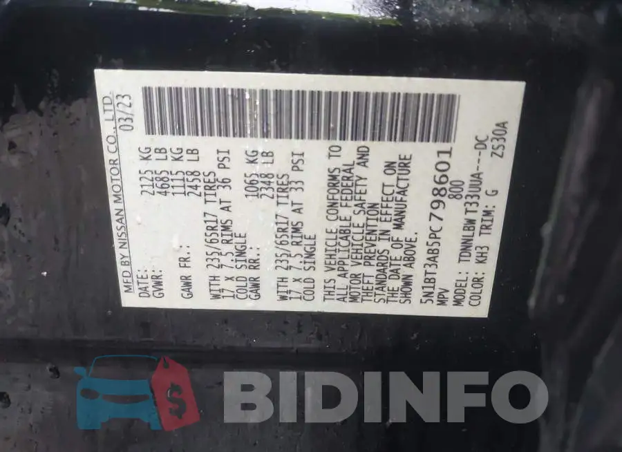 5N1BT3AB5PC798601 Photo# 9