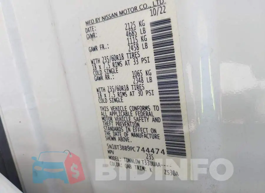 5N1BT3BB9PC744474 Photo# 9