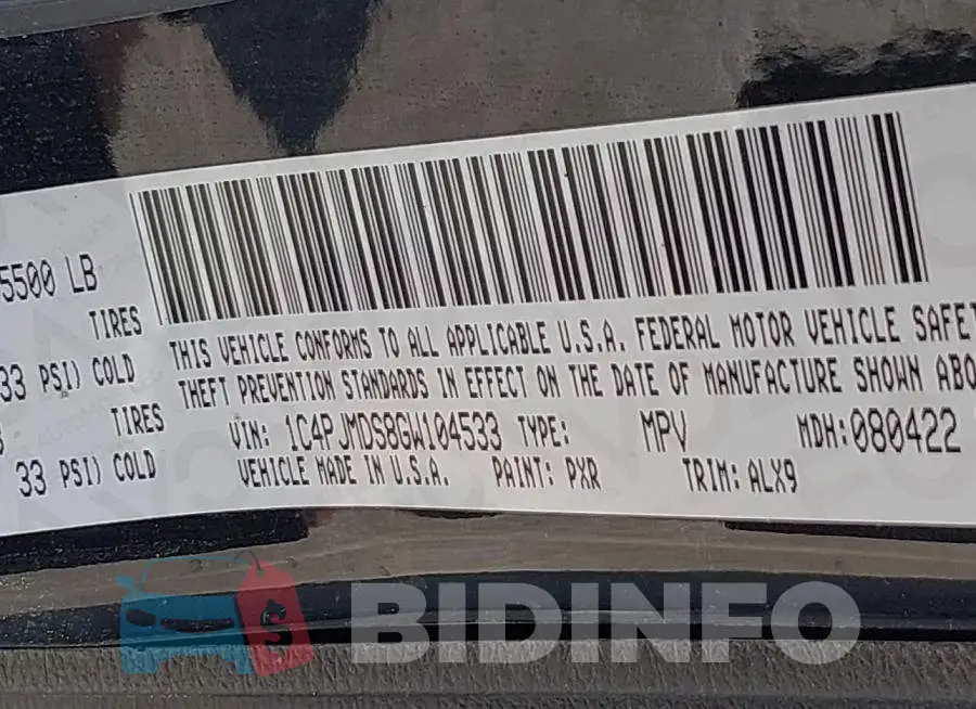 1C4PJMDS8GW104533 Photo# 9