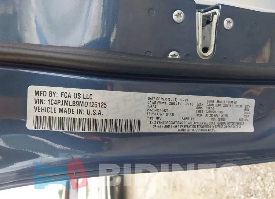 1C4PJMLB9MD125125 Photo# 9