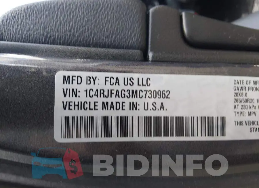 1C4RJFAG3MC730962 Photo# 9