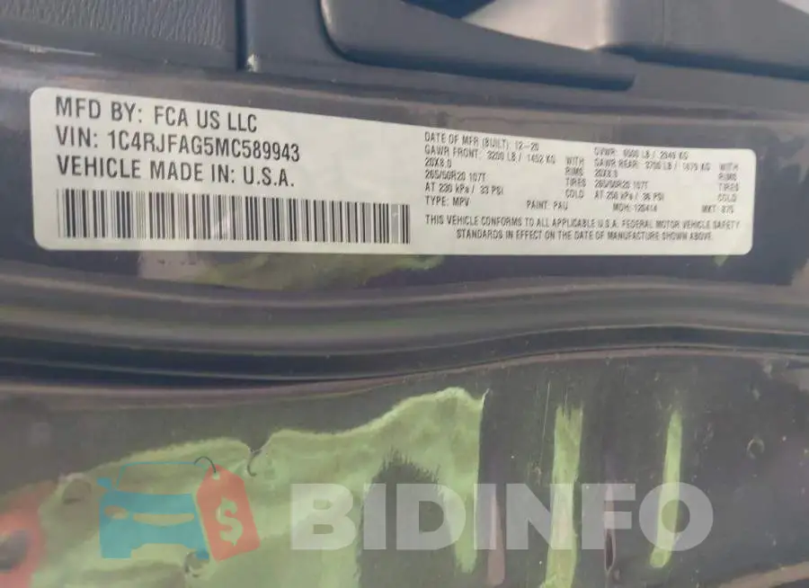 1C4RJFAG5MC589943 Photo# 9
