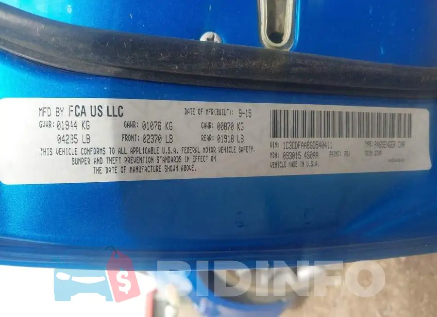 1C3CDFAA8GD540411 Photo# 9