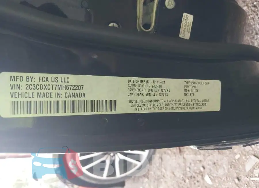 2C3CDXCT7MH672207 Photo# 9