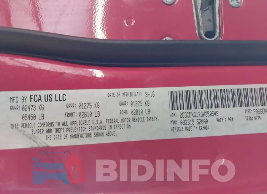 2C3CDXGJ7GH350549 Photo# 9