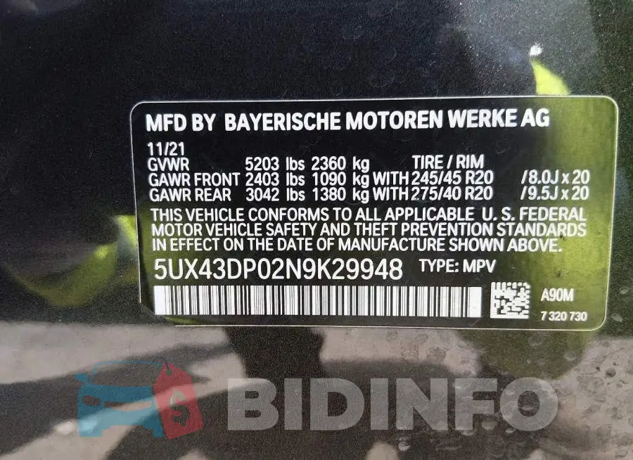 5UX43DP02N9K29948 Photo# 9
