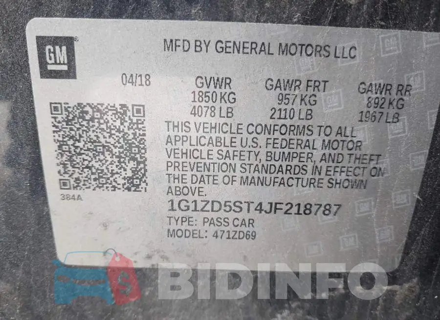 1G1ZD5ST4JF218787 Photo# 9