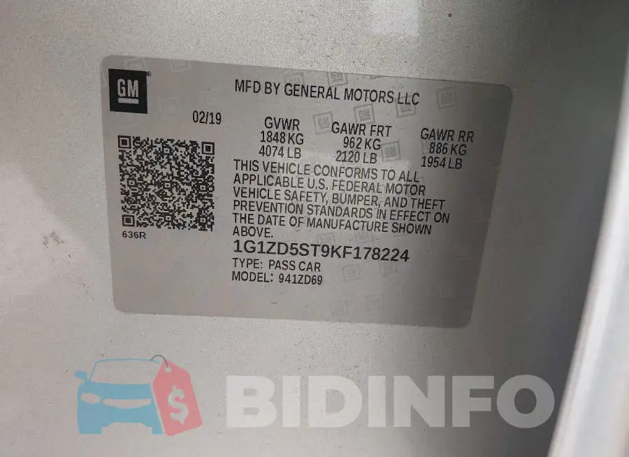 1G1ZD5ST9KF178224 Photo# 9