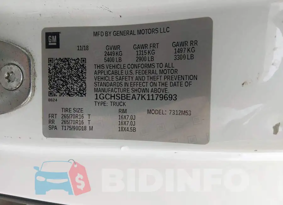 1GCHSBEA7K1179693 Photo# 9