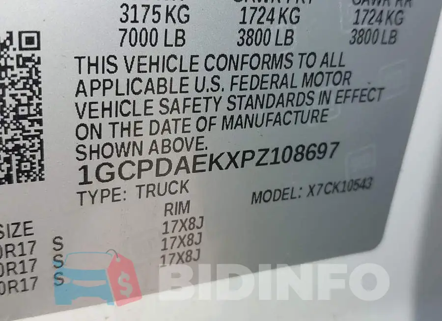 1GCPDAEKXPZ108697 Photo# 9